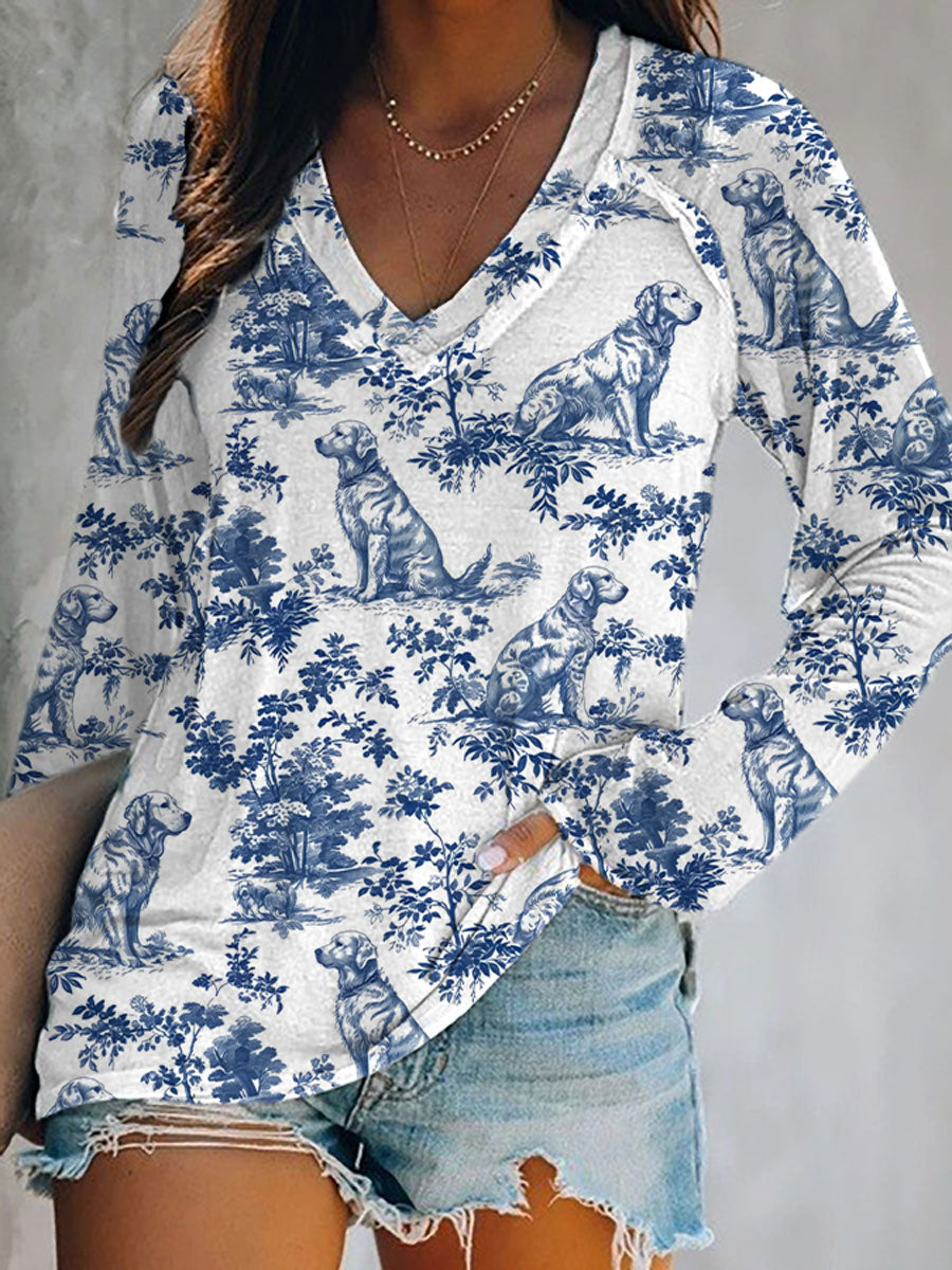 T-shirt décontracté Golden Retriever Print Femme