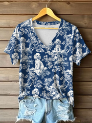 T-shirts Poodle V-Neck Femme