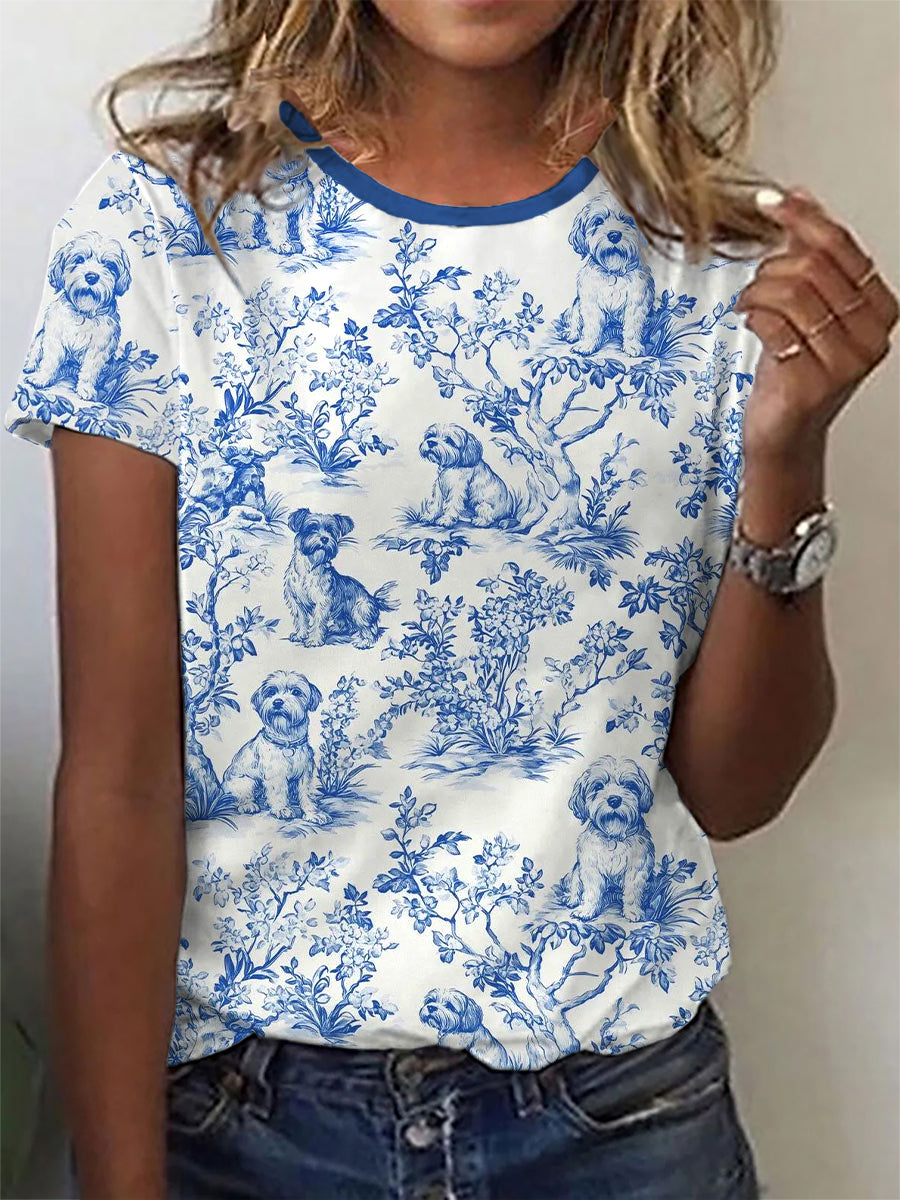 Chiens T-shirt décontracté imprimé pour femmes