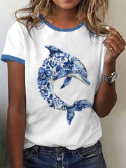 T-shirt décontracté à imprimé floral pour femmes