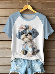 T-shirts décontractés à imprimé chien pour femmes