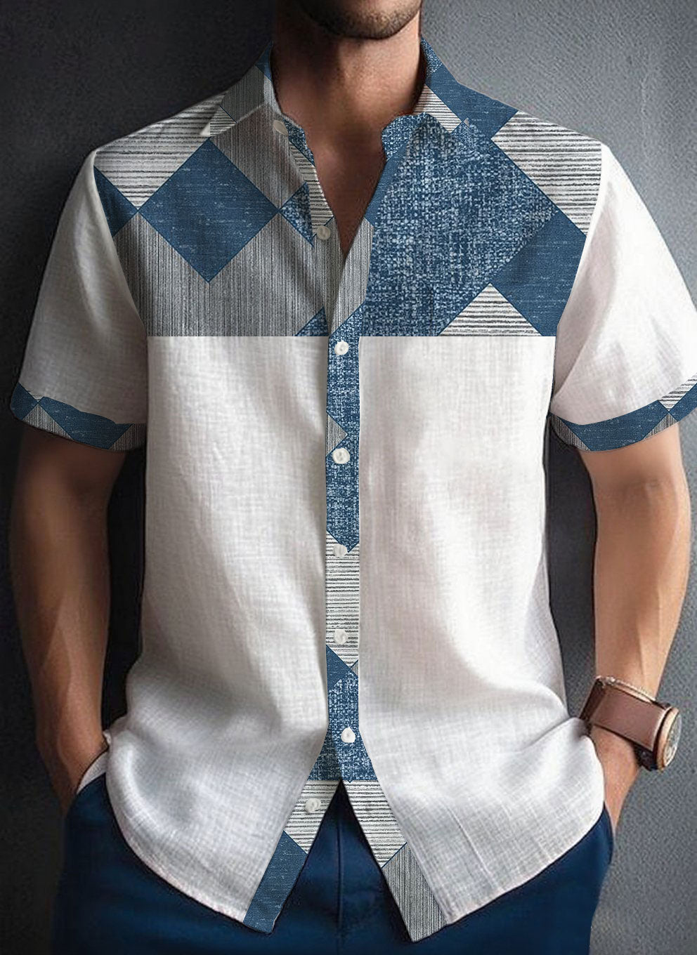 Chemise Patchwork Casual Homme