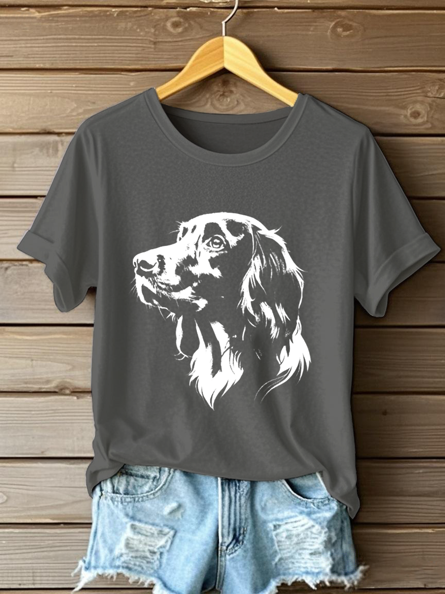 T-shirt décontracté imprimé irlandaise Setter pour femmes