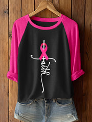 Ruban rose T-shirt de couleur contrastante pour femme