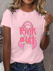 T-shirt imprimé rose pour femmes sensibilisation au cancer du sein