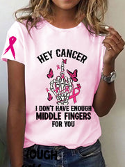 Sensibilisation au cancer du sein des femmes Hey Cancer Je n'ai pas assez de doigts du milieu pour vous T-shirt à manches courtes