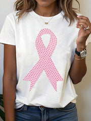 T-shirt à ruban rose pour femmes, sensibilisation au cancer du sein