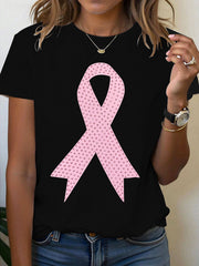 T-shirt à ruban rose pour femmes, sensibilisation au cancer du sein