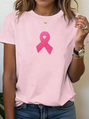 T-shirt à ruban rose pour femmes, sensibilisation au cancer du sein