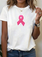 T-shirt à ruban rose pour femmes, sensibilisation au cancer du sein