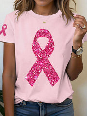 T-shirt à ruban rose pour femmes, sensibilisation au cancer du sein