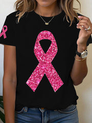 T-shirt à ruban rose pour femmes, sensibilisation au cancer du sein