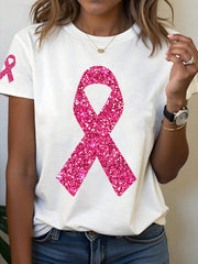 T-shirt à ruban rose pour femmes, sensibilisation au cancer du sein