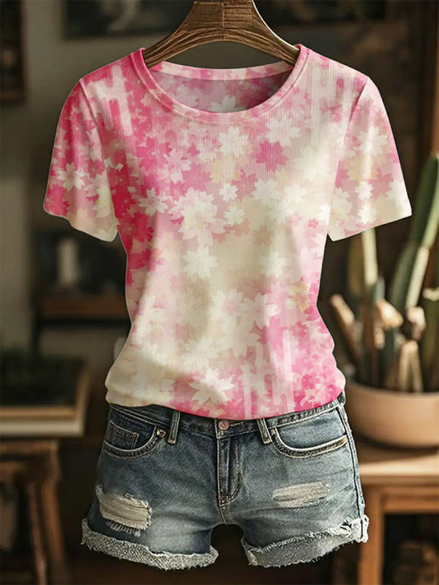 T-shirt à imprimé sensibilisation au cancer du sein pour femmes