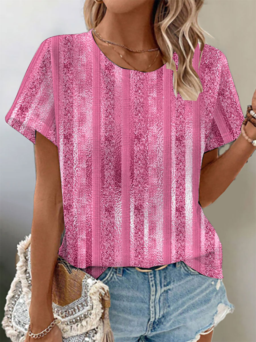 T-shirt imprimé gaufré de sensibilisation au cancer du sein pour femmes