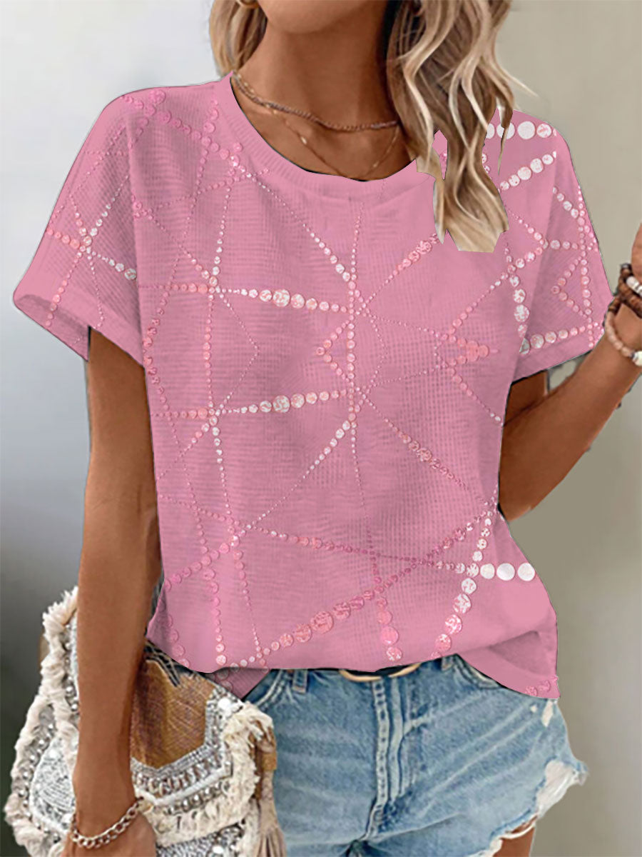 T-shirt imprimé gaufré de sensibilisation au cancer du sein pour femmes