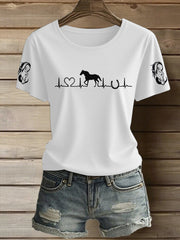 T-shirt à manches courtes Horse Heartbeat Horse Lover pour femme
