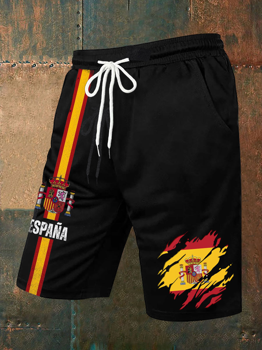 Shorts imprimés de drapeau de l'Espagne des hommes