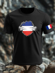 T-shirt imprimé drapeau français pour homme