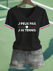 T-shirt décontracté imprimé tennis pour femmes
