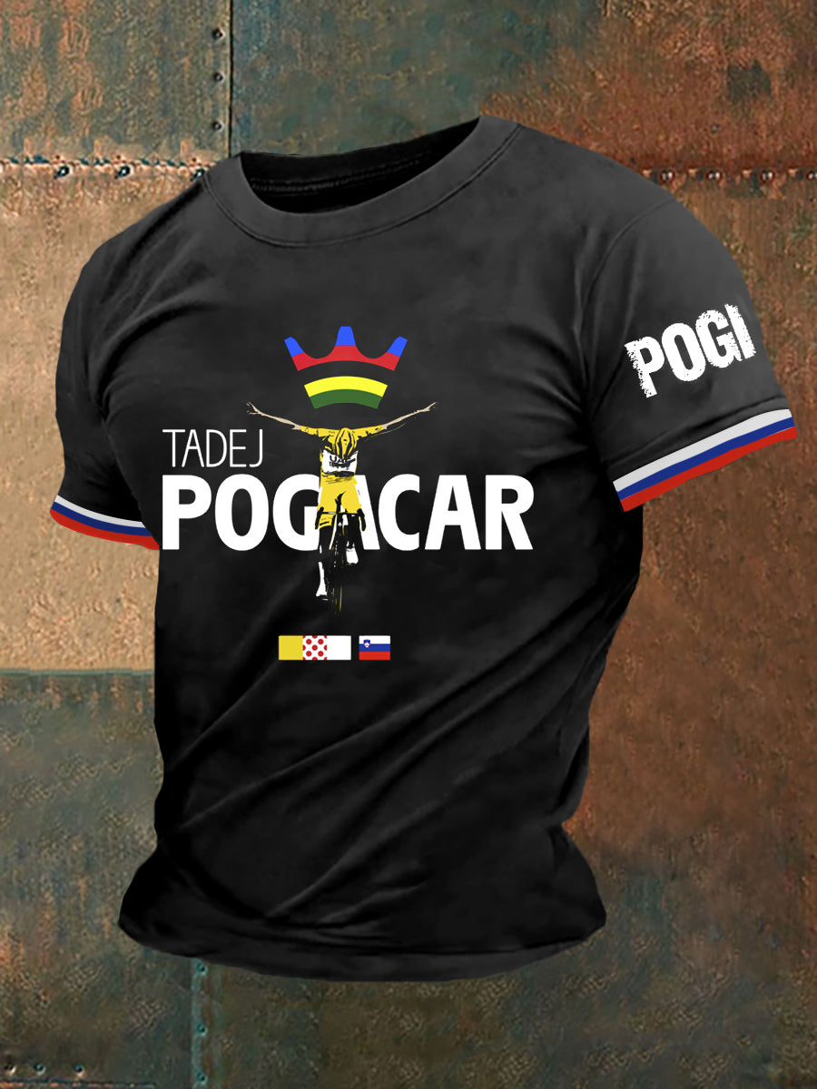 T-shirt Pogi Print Short Seeves pour homme
