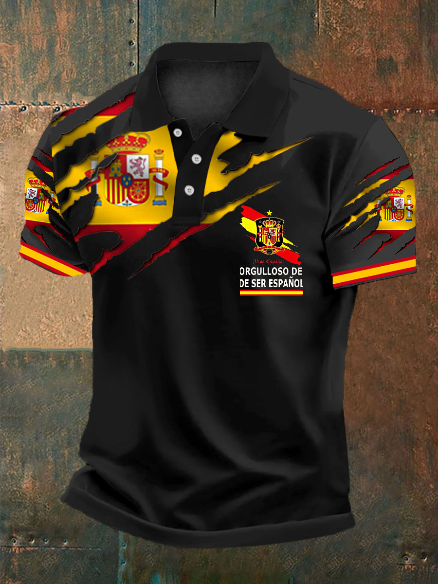 T-shirt brodé drapeau espagnol pour homme