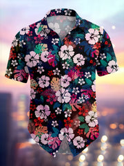 Chemise à manches courtes hawaïenne décontractée Resort pour hommes