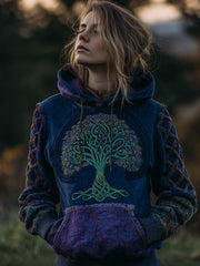 Sweat à capuche vintage à motif arbre de vie celtique pour femme