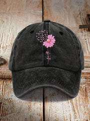 Chapeau unisexe de soutien de sensibilisation au cancer du sein de tournesol de ruban rose
