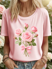 Tee-shirt Femme Rose Brodé Floral