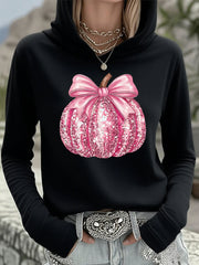 Haut à capuchon rose de soutien de conscience de cancer du sein de potiron des femmes