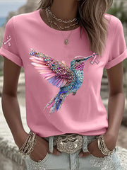 T-shirt Décontracté Femme Imprimé Ruban Rose