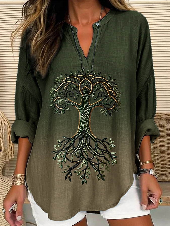 Chemise décontractée Viking Life Of Tree Art Lin pour femme