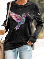 Sweat-shirt Décontracté Femme Rose Imprimé Colibri
