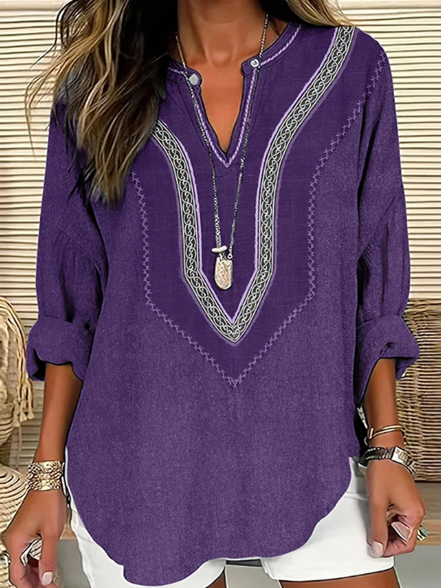 Chemise décontractée à imprimé lin Viking Celtic Knot Art Femme