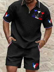 Costume Bleu Blanc Rouge Plaid Homme