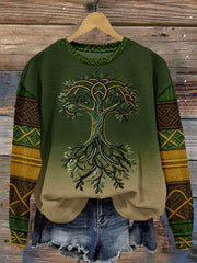 Sweat à capuche en tricot confortable à coutures épaisses celtiques Vintage Tree of Life pour femmes