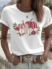 T-shirt Décontracté Femme Rose Imprimé Citrouille
