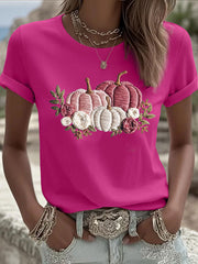 T-shirt Décontracté Femme Rose Imprimé Citrouille
