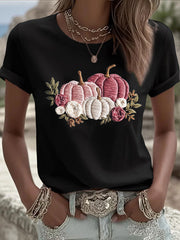 T-shirt Décontracté Femme Rose Imprimé Citrouille