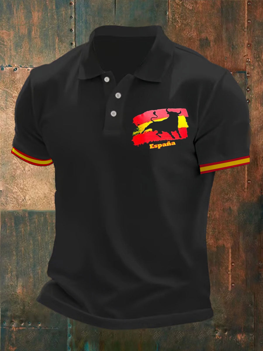 Polo à manches courtes imprimé Spanish Toro pour homme