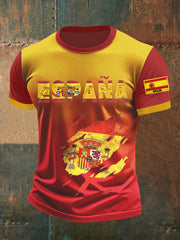 T-shirt brodé drapeau espagnol pour homme