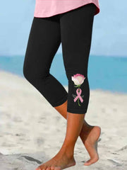 Leggings extensibles à motif de broderie florale et de ruban pour femmes