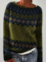 Chandail islandais ras du cou des femmes Loose Pullover