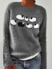 Chandail islandais ras du cou des femmes Loose Pullover