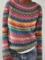 Chandail islandais ras du cou des femmes Loose Pullover