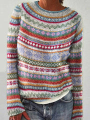 Chandail islandais ras du cou des femmes Loose Pullover