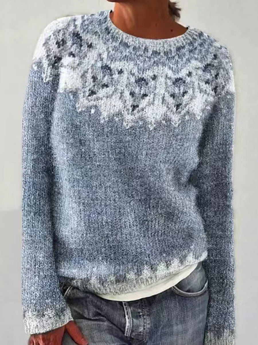 Chandail islandais ras du cou des femmes Loose Pullover