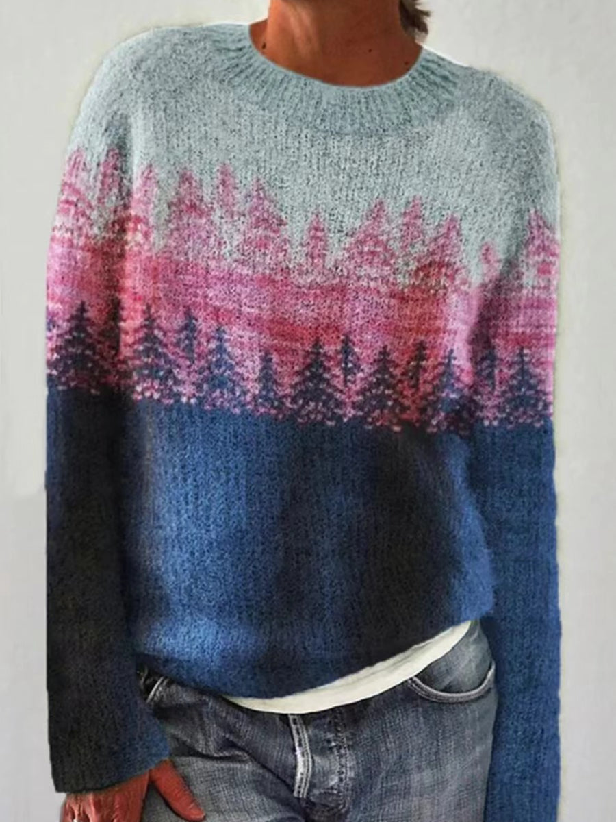 Chandail islandais ras du cou des femmes Loose Pullover