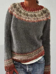 Chandail islandais ras du cou des femmes Loose Pullover